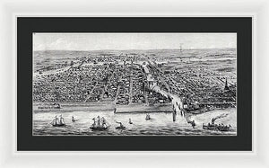 Old Map Of Chicago In 1853 - Framed Print