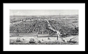 Old Map Of Chicago In 1853 - Framed Print