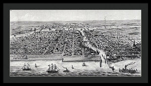 Old Map Of Chicago In 1853 - Framed Print