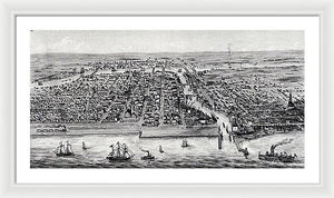 Old Map Of Chicago In 1853 - Framed Print