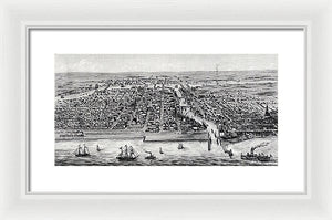 Old Map Of Chicago In 1853 - Framed Print