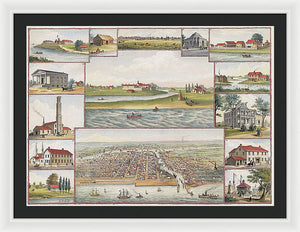 Old Map Of Chicago In The Early Days 1779 - 1857 - Framed Print