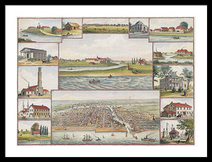 Old Map Of Chicago In The Early Days 1779 - 1857 - Framed Print