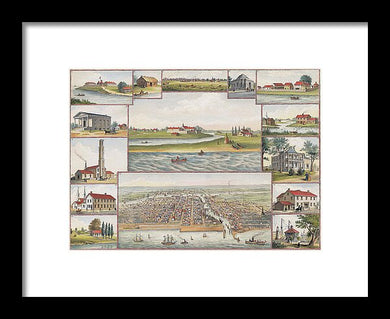 Old Map Of Chicago In The Early Days 1779 - 1857 - Framed Print