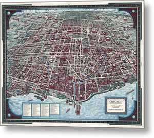 Chicago Map 1938 - Metal Print