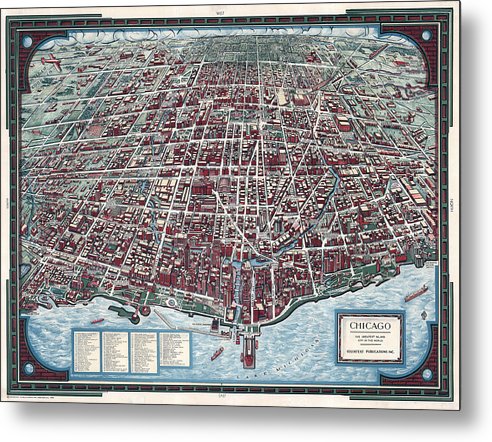 Old Chicago Map 1938 - Metal Print