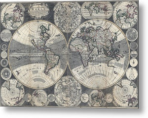 Circa 1702 Map Of The World - Metal Print