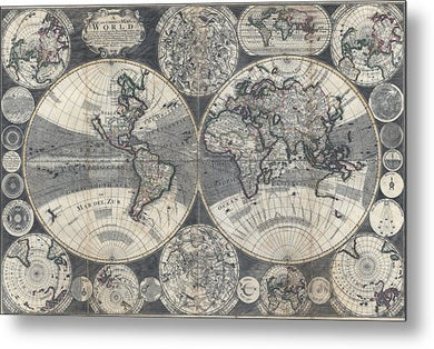 Old 1702 Map Of The World - Metal Print