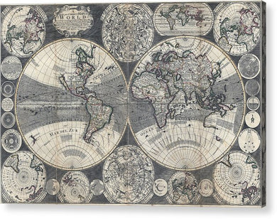 Old 1702 Map Of The World - Acrylic Print