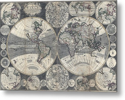 Circa 1702 Map Of The World - Metal Print