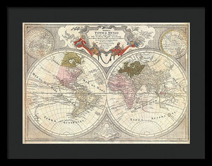 Old 1775 Map Of The World - Framed Print