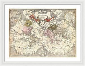 Old 1775 Map Of The World - Framed Print