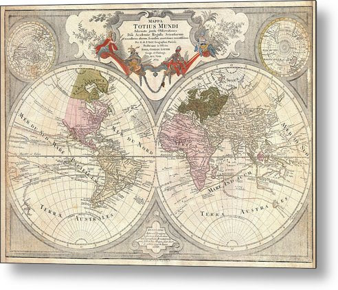 Circa 1775 Map Of The World - Metal Print