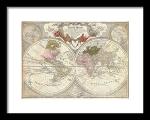 Old 1775 Map Of The World - Framed Print