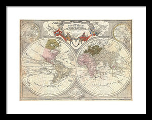 Old 1775 Map Of The World - Framed Print