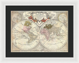 Old 1775 Map Of The World - Framed Print