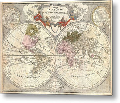 Old 1775 Map Of The World - Metal Print