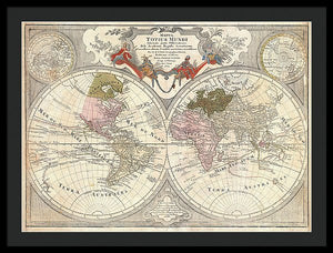 Old 1775 Map Of The World - Framed Print