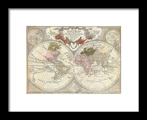 Old 1775 Map Of The World - Framed Print