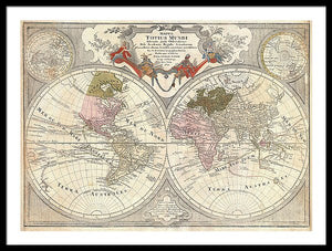 Old 1775 Map Of The World - Framed Print