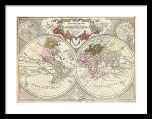 Old 1775 Map Of The World - Framed Print