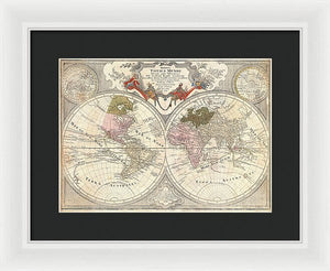 Old 1775 Map Of The World - Framed Print