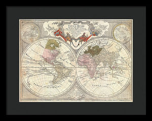 Old 1775 Map Of The World - Framed Print