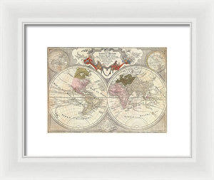 Old 1775 Map Of The World - Framed Print