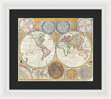 Load image into Gallery viewer, Circa 1794 Colorful Map Of The World - Framed Print