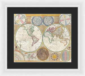 Circa 1794 Colorful Map Of The World - Framed Print