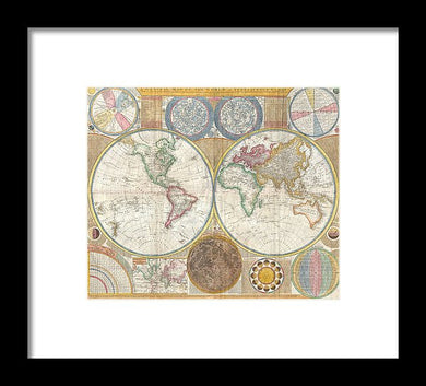 Circa 1794 Colorful Map Of The World - Framed Print