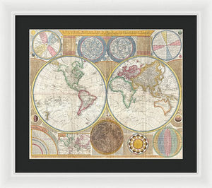 Circa 1794 Colorful Map Of The World - Framed Print