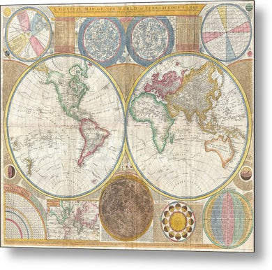 Circa 1794 Colorful Map Of The World - Metal Print