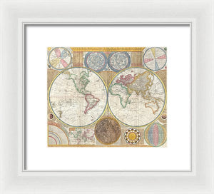 Circa 1794 Colorful Map Of The World - Framed Print