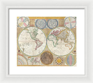 Circa 1794 Colorful Map Of The World - Framed Print