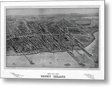 Old Map Of Coney Island 1906 - Metal Print