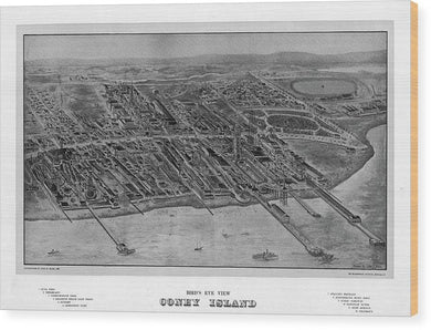 Old Map Of Coney Island 1906 - Wood Print