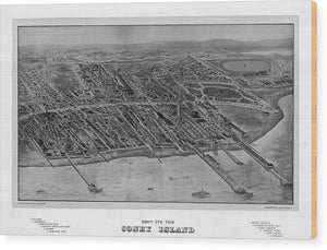 Old Map Of Coney Island 1906 - Wood Print