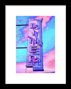 Diner Sign - Bright - Framed Print