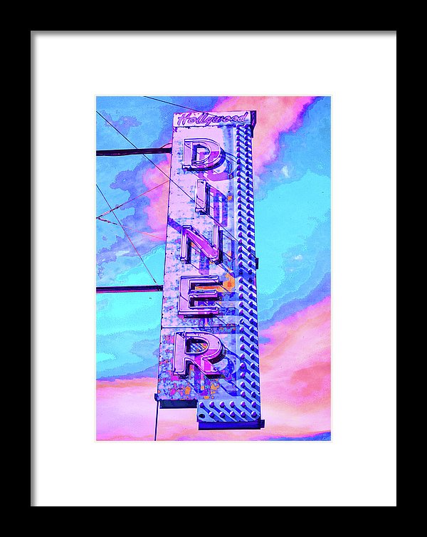 Diner Sign - Bright - Framed Print