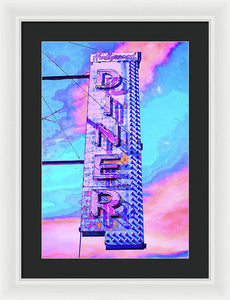 Diner Sign - Bright - Framed Print