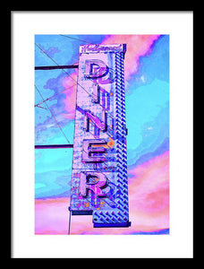 Diner Sign - Bright - Framed Print