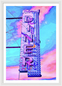 Diner Sign - Bright - Framed Print