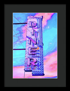 Diner Sign - Bright - Framed Print