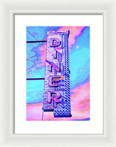 Diner Sign - Bright - Framed Print