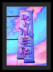 Diner Sign - Bright - Framed Print