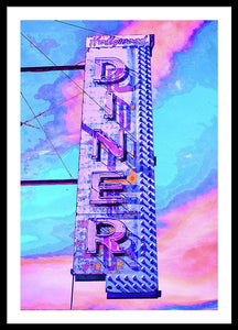 Diner Sign - Bright - Framed Print