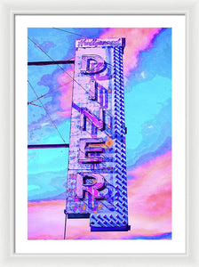 Diner Sign - Bright - Framed Print