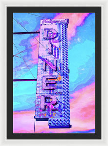 Diner Sign - Bright - Framed Print