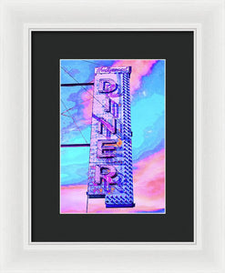 Diner Sign - Bright - Framed Print